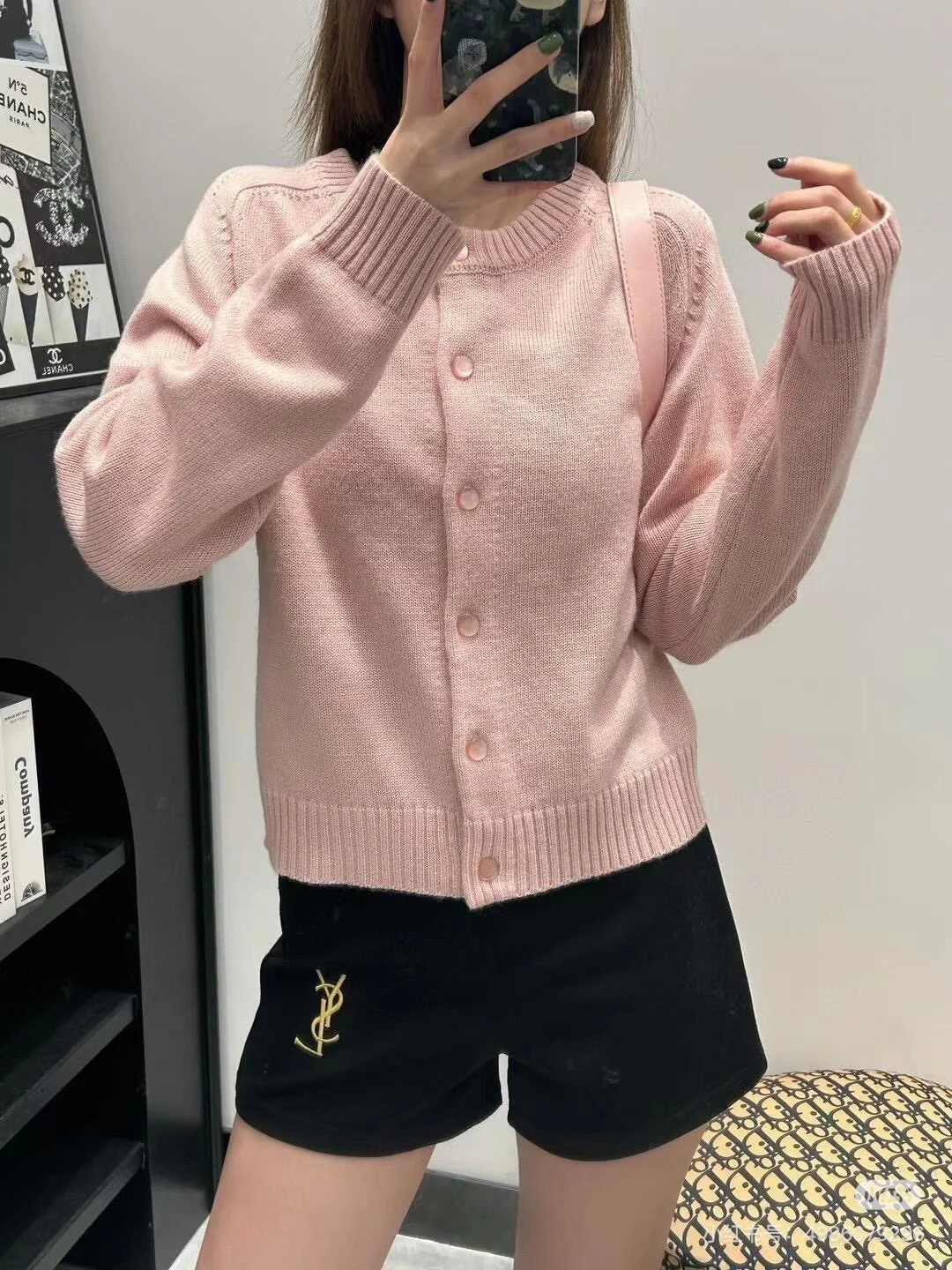 2024 Autumn Winter New Women\'s Vintage Loose Casual Cashmere Cardigan Long Sleeve Pink Single Breasted Knitted Sweater Coat F856