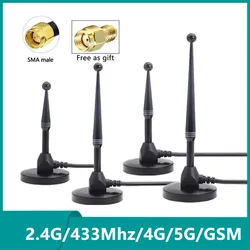 Signal Enhance 5G 4G LTE 3G GSM 2.4G WiFi 433Mhz Lora External Omni Antenna 35dbi Pure Copper Aerial With Magnetic Base SMA N