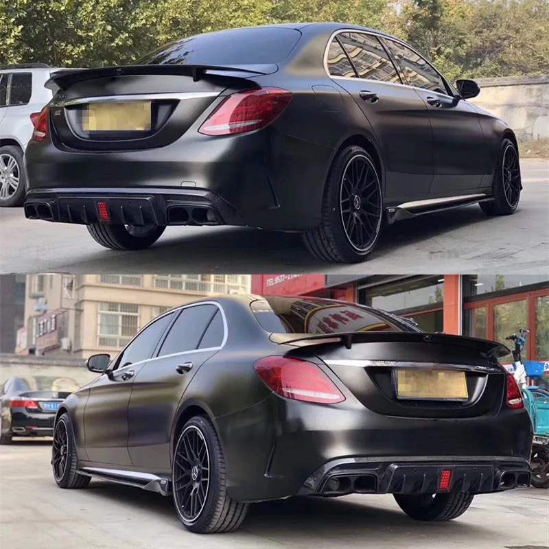 For Mercedes Benz C Class W205 C200 C300 C400 C43 C63 AMG 2014-2019 Rear Bumper Diffuser Exhaust