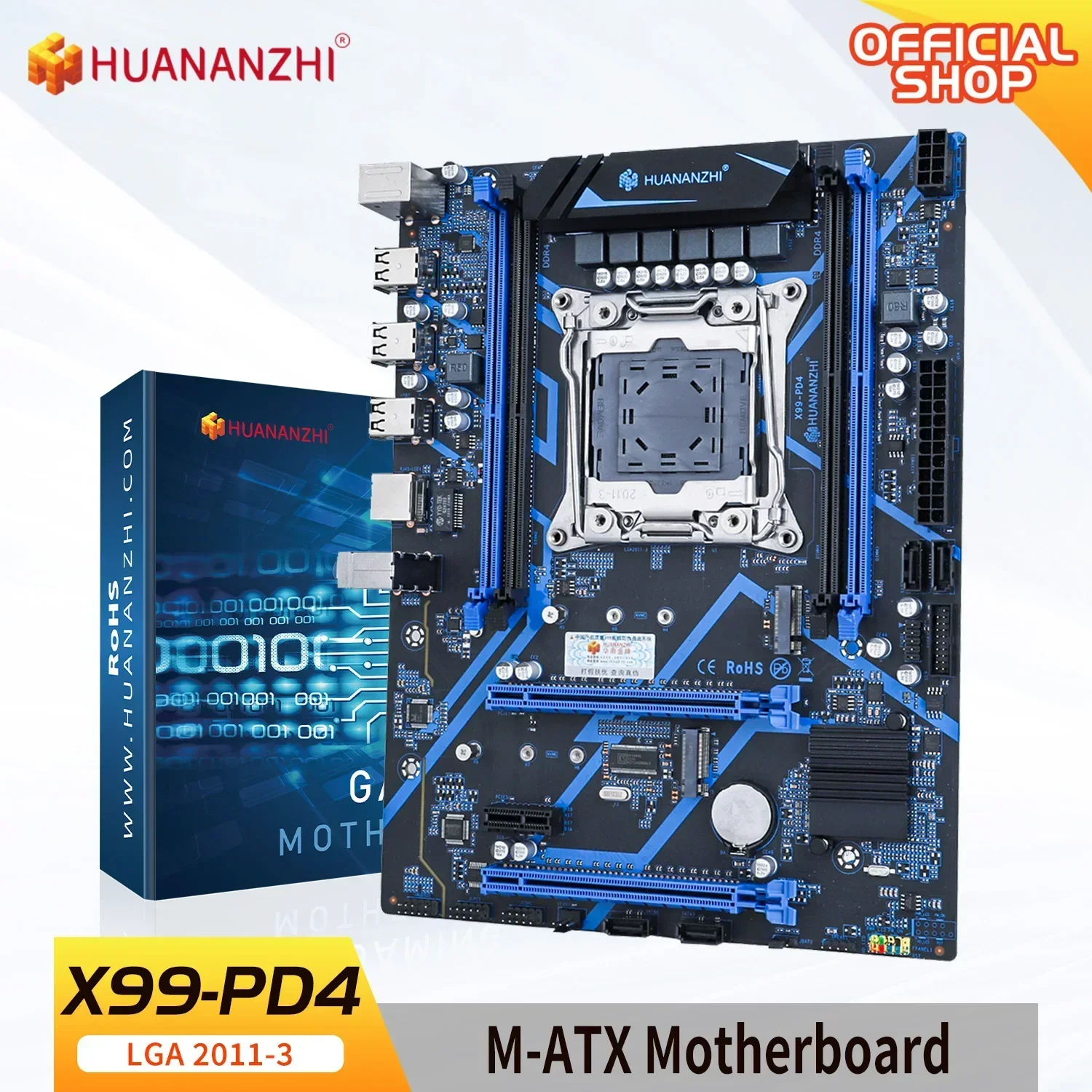 HUANANZHI X99 PD4 LGA 2011-3 XEON X99 เมนบอร์ดสนับสนุน Intel E5 V3 V4 All Series DDR4 RECB NON-ECC หน่วยความจํา NVME RU