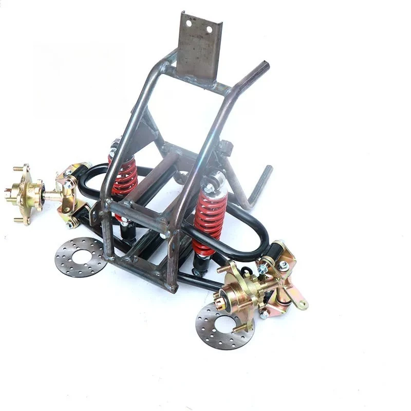 Go‑Kart Modification Front Frame Kit, Inverted 3‑Wheel Suspension with Disc Brake for DIY Beach Buggy Quad Accessories