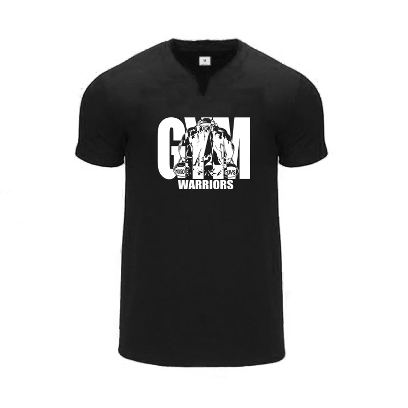 

Mens Sport Casual Short Sleeve Clothing Summer Fitness Breathable Cotton V-neck Shirts Gym Bodybuilding Training Muscle T-shirts