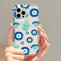 Blue Lucky Evil Eye Phone Case For iPhone 13 16 14 15 Pro Max 11 12 14 Plus SE 2022 2020 XR XS 8 7 11Pro Cases Clear Cover Funda