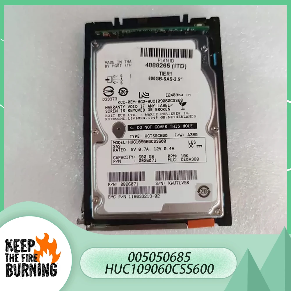 

For EMC 005050685 600GB HDD 10K 2.5'' SAS HUC109060CSS600 Storage Hard Disk