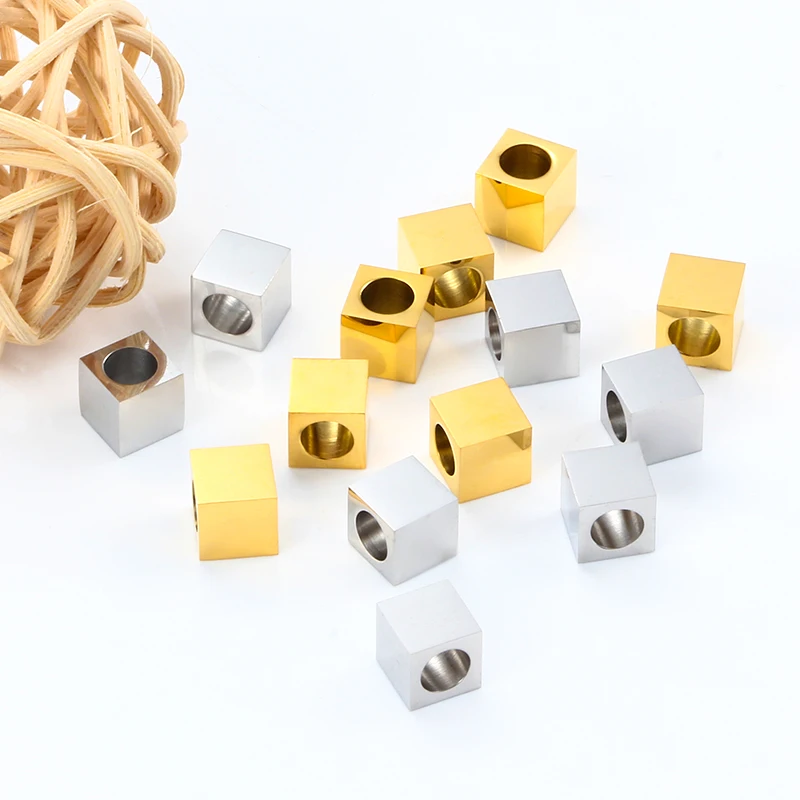 

Polishing Stainless Steel Charms Square Beads For Bracelets Jewelry Making Necklaces Pendants Woman DIY Findings Accessorie