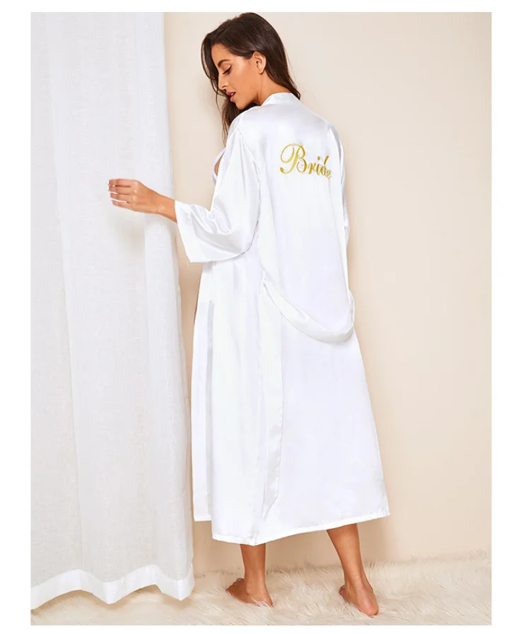 

Халат-кимоно Женский атласный, пикантная одежда для сна, домашняя одежда, интимное нижнее белье, Повседневная Ночная рубашка для невесты, подружки невесты, свадебный подарок