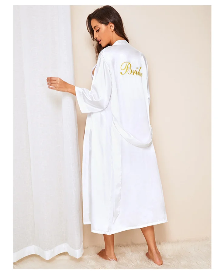 Women Kimono Bathrobe Gown Sexy Sleepwear Satin Home Clothing Intimate Lingerie Casual Bride Bridesmaid Wedding Gift Nightgown