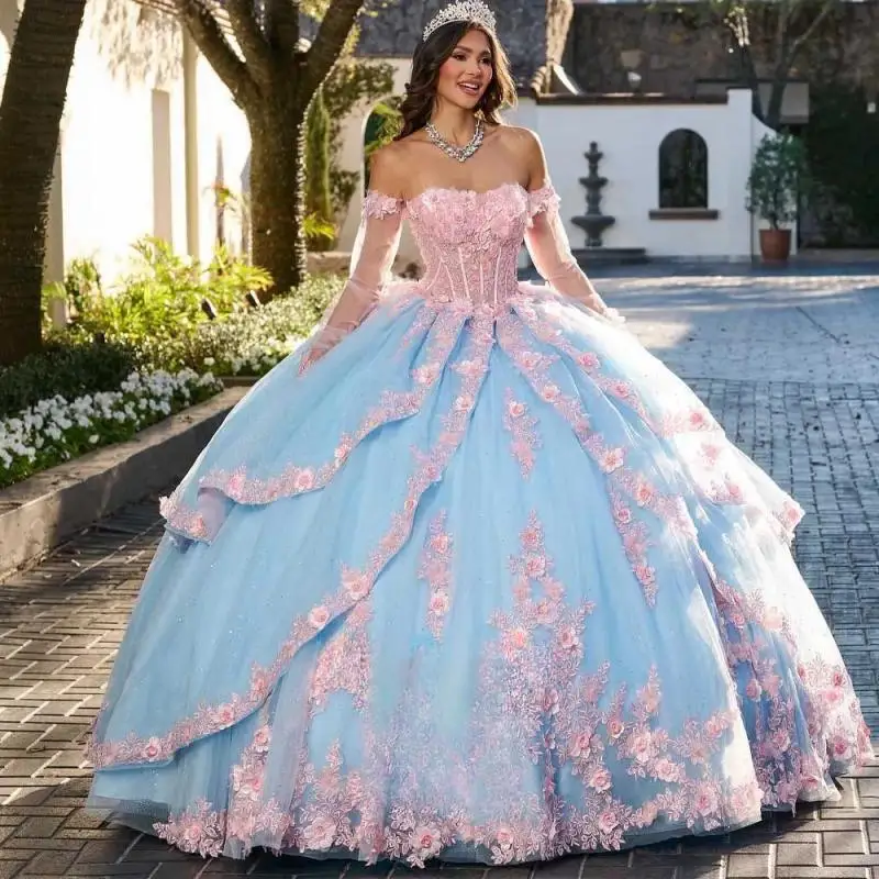 

Charming Sweetheart Quinceanera Dress Appliques Cathedral Train Lace up Illusion Vestidos De 15 Anos Made To Order