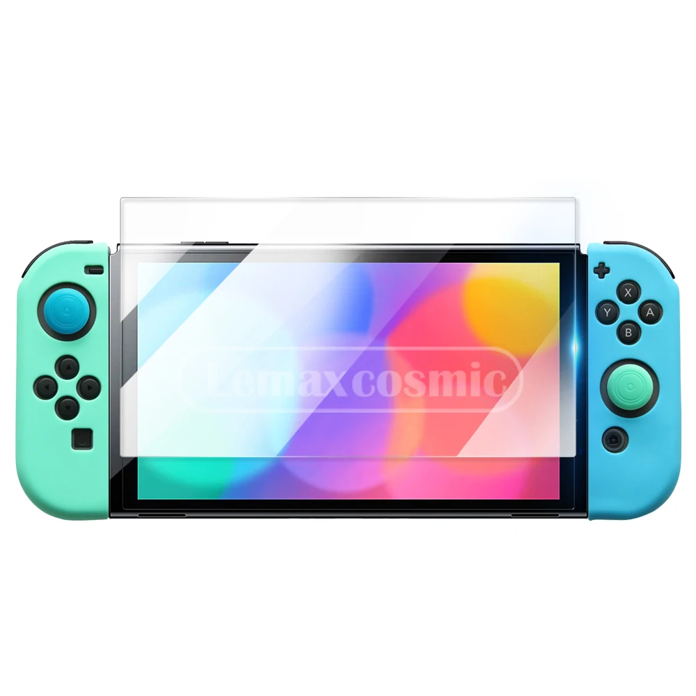 Screen Protector Tempered Glass Film Soft Silicone Case Joystick Cap Controller Cover For Nintendo Switch OLED Joy-Con Joycon NS