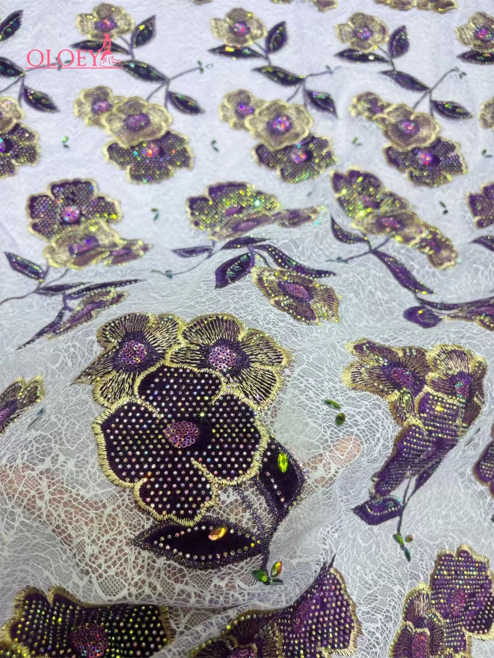 2025 Fashion French Embroidery Velvet Lace Fabric African Nigerian Sequin Lace Fabric For Wedding Dress