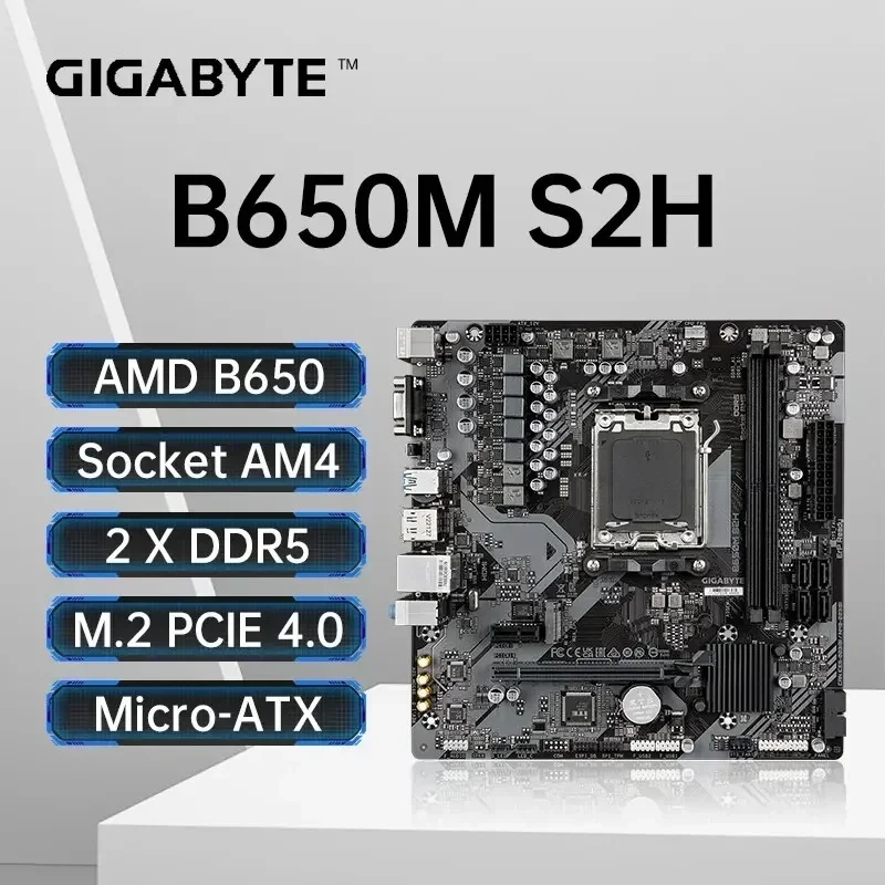 GIGABYTE B650M S2H New Micro ATX B650 DDR5 6400+(OC) MHz M.2 PCIe 4.0 X16 96G AMD Ryzen 7000 Series AM5 Motherboard