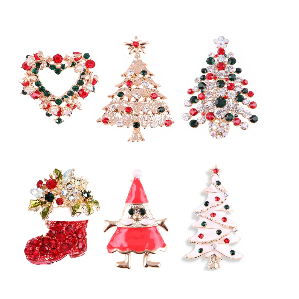 

1pc New Christmas Brooch Shiny Christmas New Year Accessory Pin Snowman, Elk, Christmas Tree Series Decoration Jewelry Gift