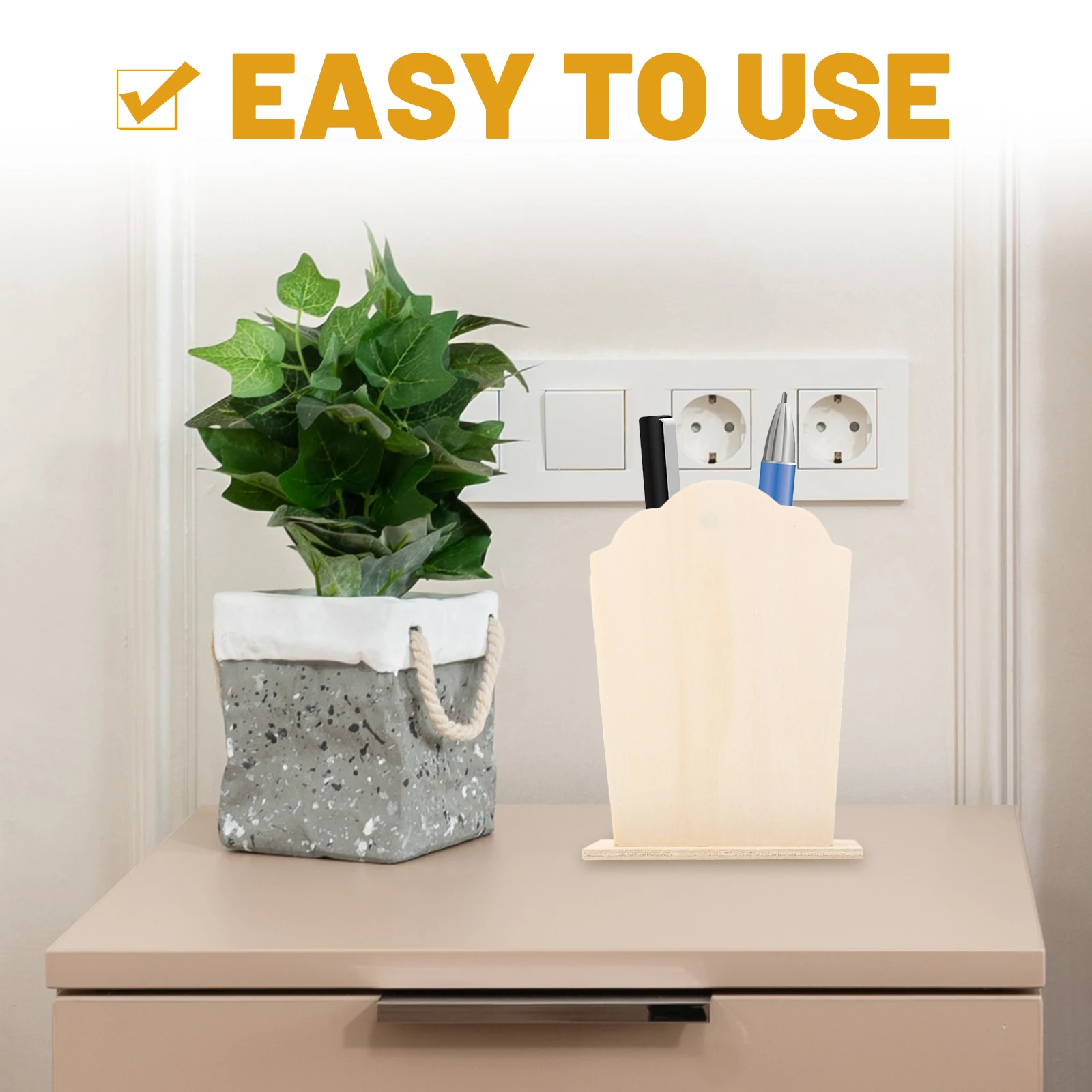 

4Pcs Unfinished Wooden Pen Holders DIY Paintable Desk Organizer for Kids Office School Blank Wood Pen Holder Wood Pencil Holder