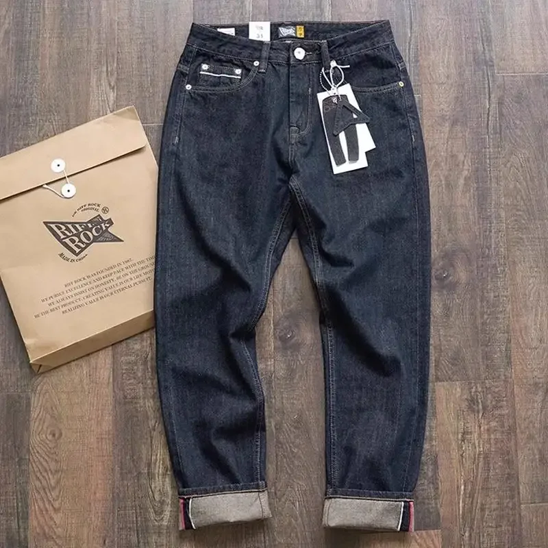 

2025American Retro Heavyweight Original Color Jeans Straight Leg Trendy Brand Danning Red Ear Amikaji Casual Pants for Spring
