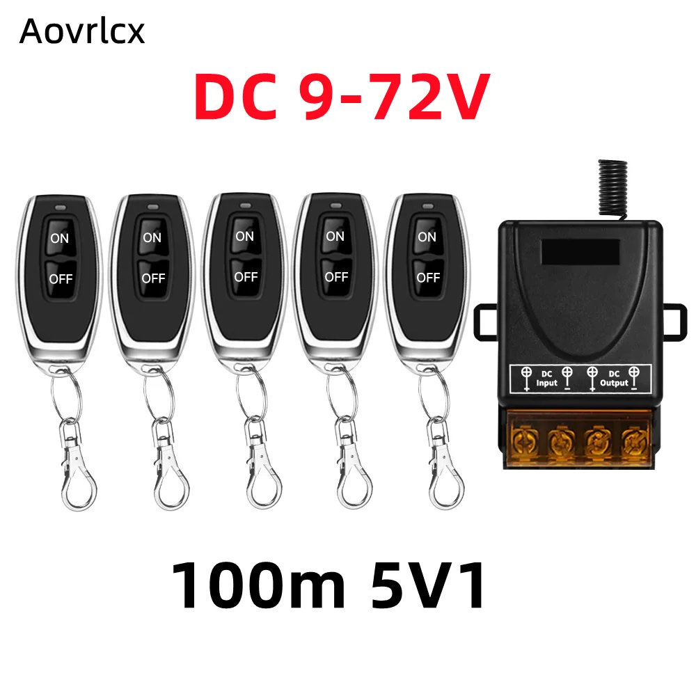 

Aovrlcx DC12V 24V 48V 72V RF433Mhz Беспроводной переключатель с дистанционным управлением Вкл.-Выкл. 30A Водяной насос Реле Приемник Лампы Настенный выключатель света