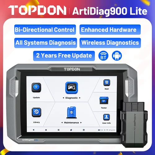TOPDON 모든 시스템 양방향 진단 스캔 도구, ArtiDiag900 Lite OBD2 무선 스캐너, 무료 업그레이드 양방향 제어