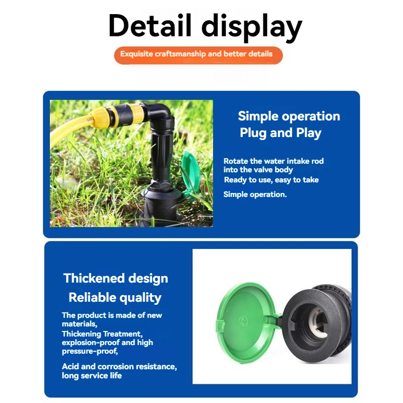 صمام سحب المياه البلاستيكي ، جهاز السحب السريع من الجبس ، سدادة المياه الخضراء المتصلة ، البستنة ، القرية ، 6 "1" #2