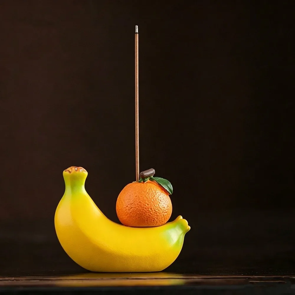 Creative Resin Orange Banana Incense Holder Lucky Realistic Thread Incense Plug Funny Decorative Incense Stand Indoor Use