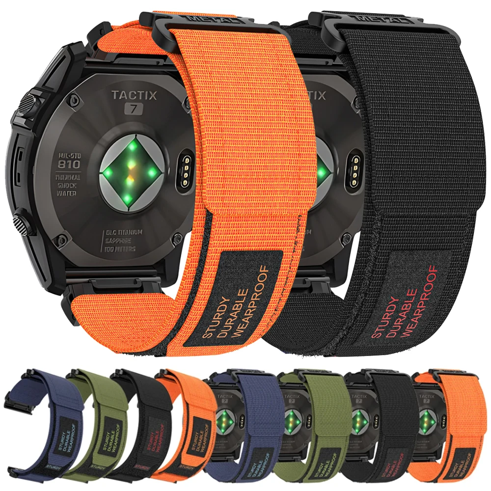 22mm 26mm Nylon Watch Strap For Garmin Tactix 7 AMOLED Delta Bravo Quickfit Band For Quatix 7 7X 6 5 3 Outdoor Sports Wristband