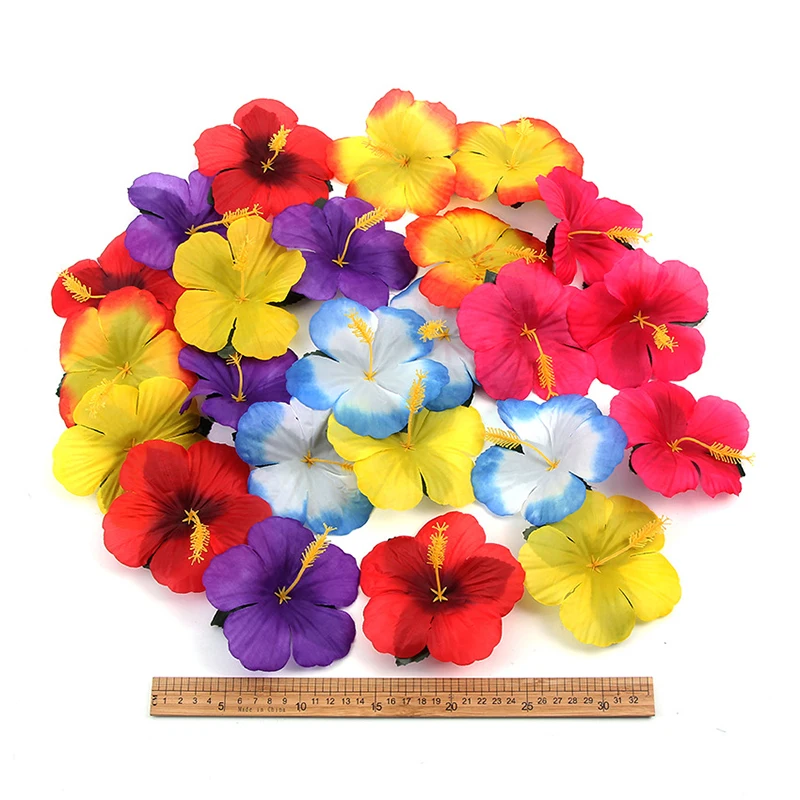 30 Stück hawaiian ische bunte Hibiskus künstliche Blume Tisch dekoration und Mittel dekoration Party dekoration