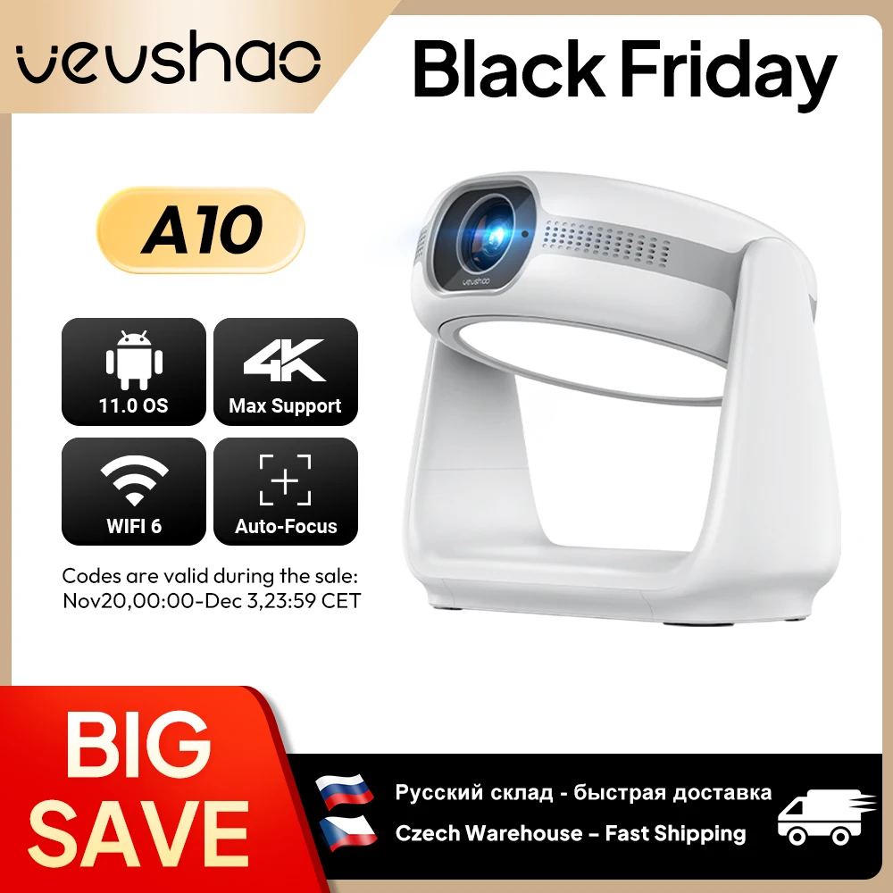 

Vevshao A10 Smart Android 11.0 1080P проектор с лампой 5G Wi-Fi портативные проекторы 4K поддержка HD видеопроектор для домашнего кинотеатра