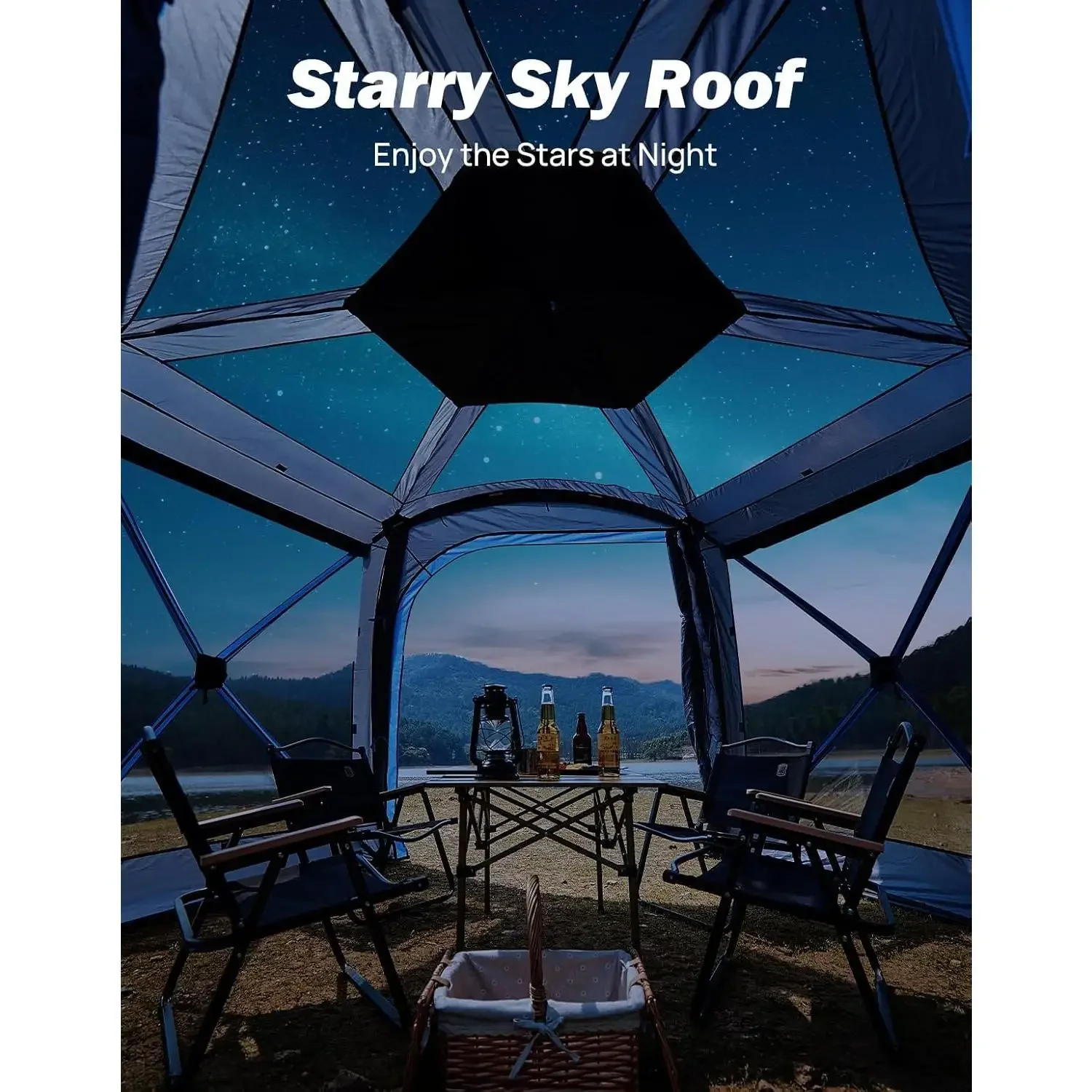 wDual-Use Pop up SUV  for Camping, 10x10.5 Ft Big Space 2 Rooms Car , SUV Tailgate  for Family Camping, 5 Sides Canopy