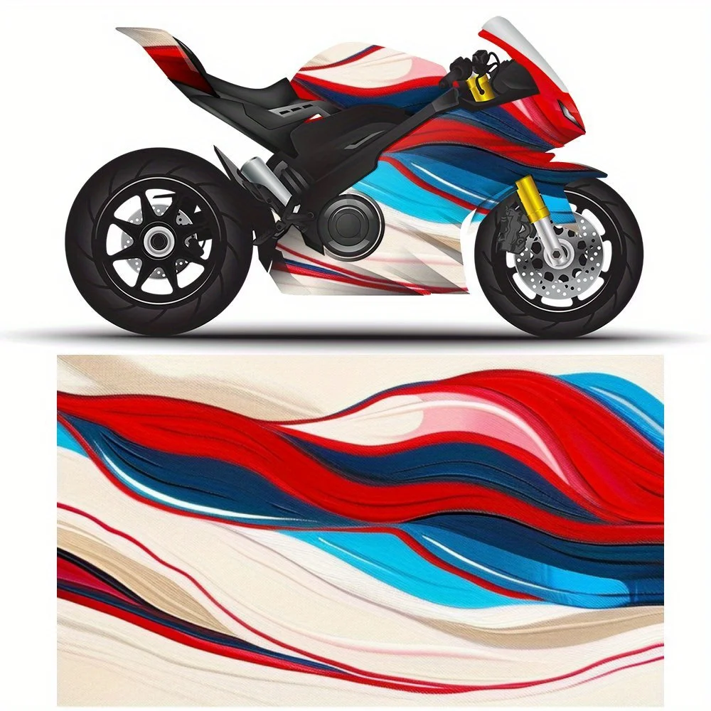 

2 PCS Motorcycle self-adhesive PVC sticker with Colorful Wave pattern, motorcycle body film, suitable for most motorcycles, Viny