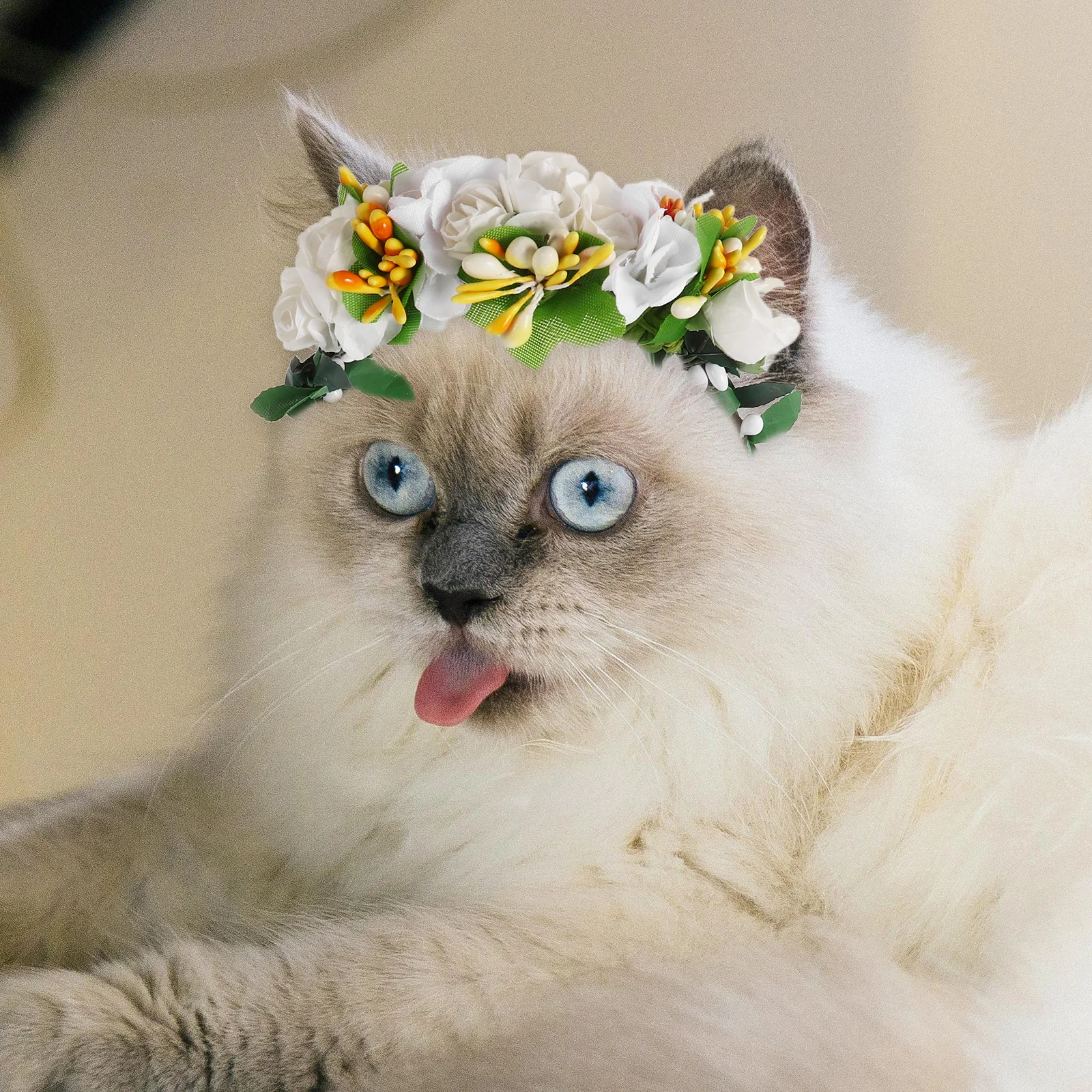 

Pet Flower Collar Cat Headwear Dual Use Delicate Comfortable Reusable Pet Cat Dog Party Birthday Wedding Photos Flower Dog