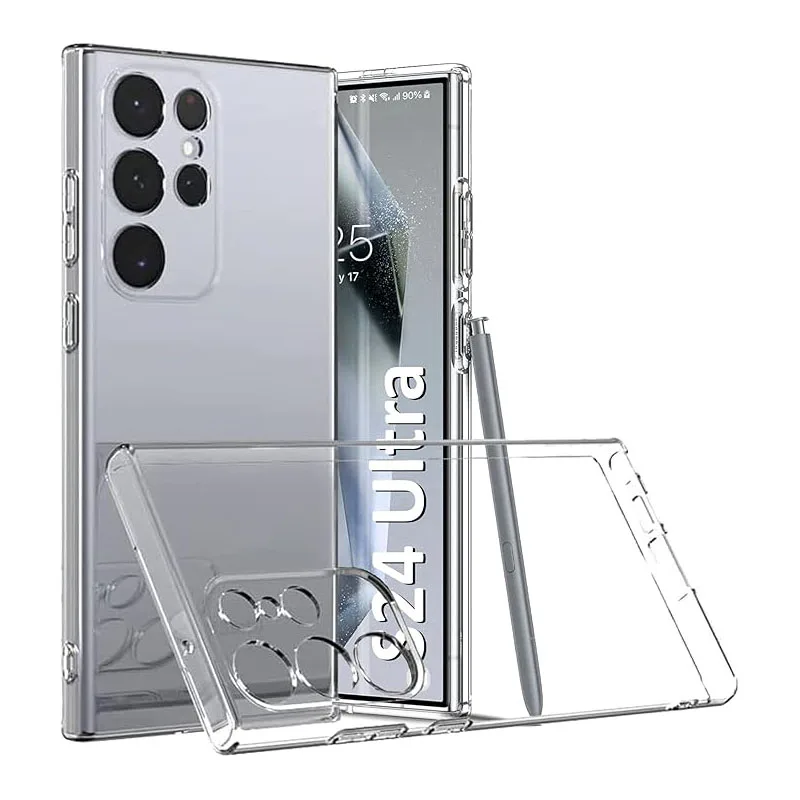 Original transparente Silikon-Softhülle für Samsung Galaxy S25 S24 S23 S22 S21 Ultra Plus FE Luxus ultradünne klare TPU-Hülle