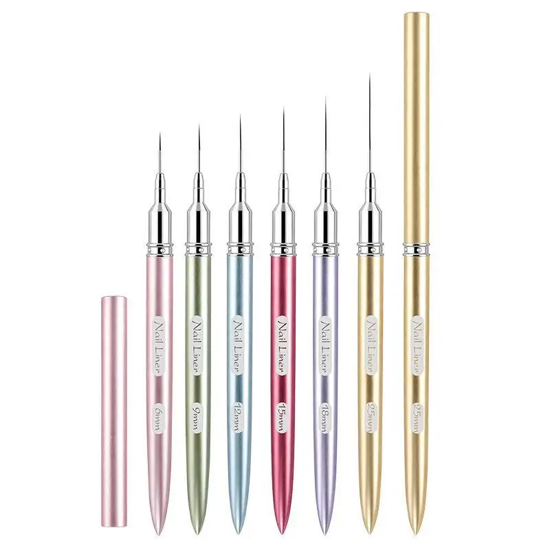 1Pcs Ultra Thin Long Line Drawing Pen With Cap 6/9/12/15/18/25mm Nail Art Liner Brush For UV Gel Polish Painting Manicure Tool
