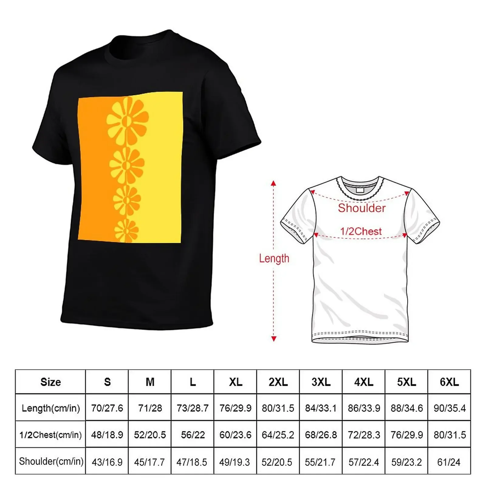 60's Bold Retro Mod Flowers in Orange and Yellow T-Shirt tees anime tshirt blacks blue archive t shirts for men graphic