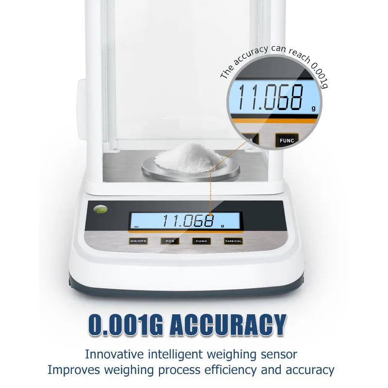 Präzisionswaage 0,001 g Schmuckwaage Digitale Waage Labor Präzisions-Analysenwaage Gewichtswaage 100/200 g/300/500 g