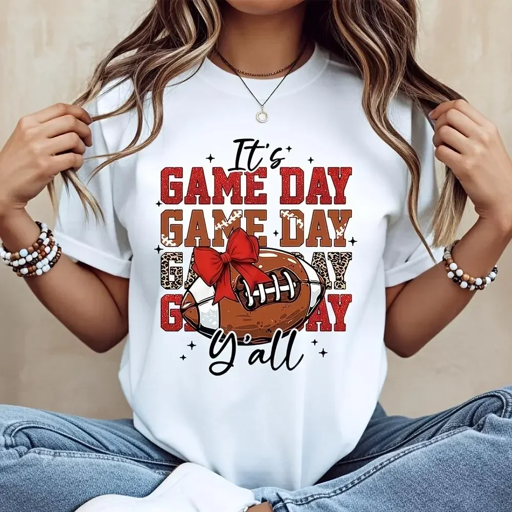 Women's Essential Oversized Round Neck Short-Sleeve Simple Style Tee, Breathable Fabric Casual Tops with 