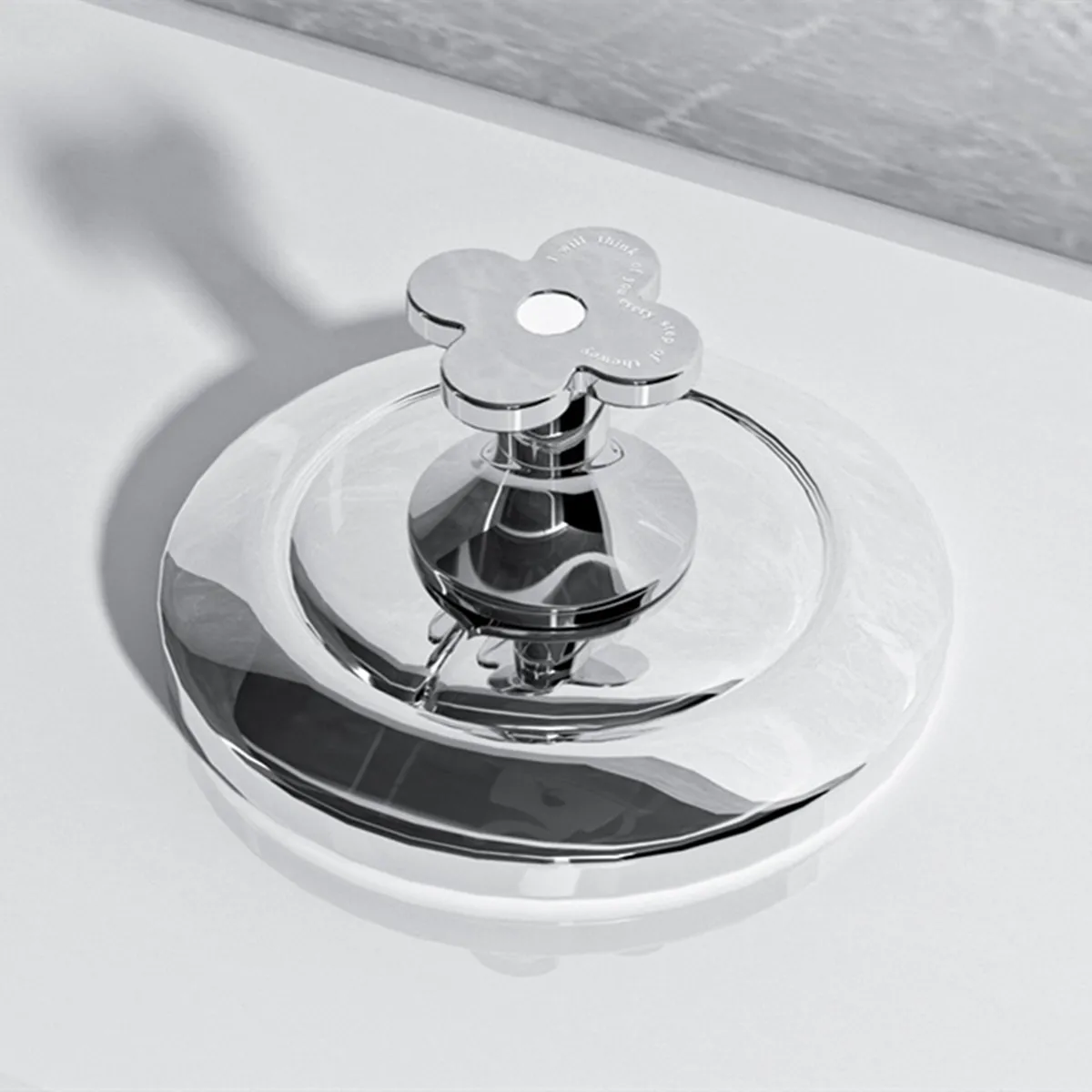 1 galvani sierte silberne blüten förmige Toiletten presse, zugänglicher Luxus-Wassertankknopf-Spül schalter zum Schutz der Maniküre, Türgriff des Toiletten deckels chu blade schranks