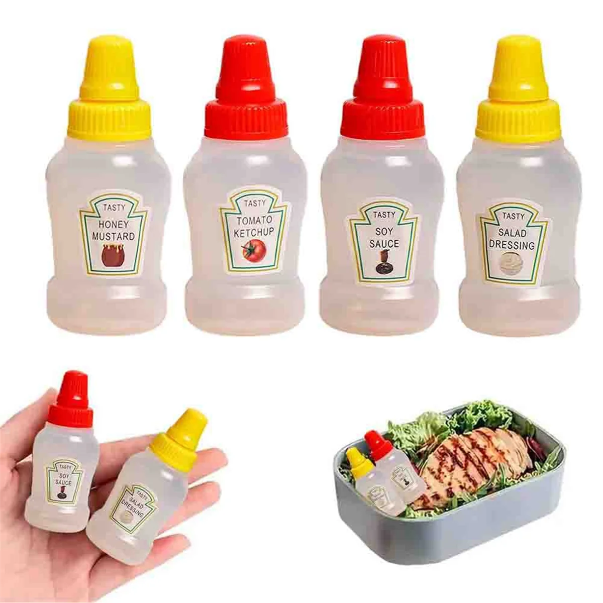 ขวดซอสมะเขือเทศขนาดเล็ก AA25 สำหรับอุปกรณ์กล่องเบนโตะ ขวดใส่เครื่องปรุงขนาดเล็ก ขวดพลาสติก ภาชนะใส่ซอสมะเขือเทศเปล่า