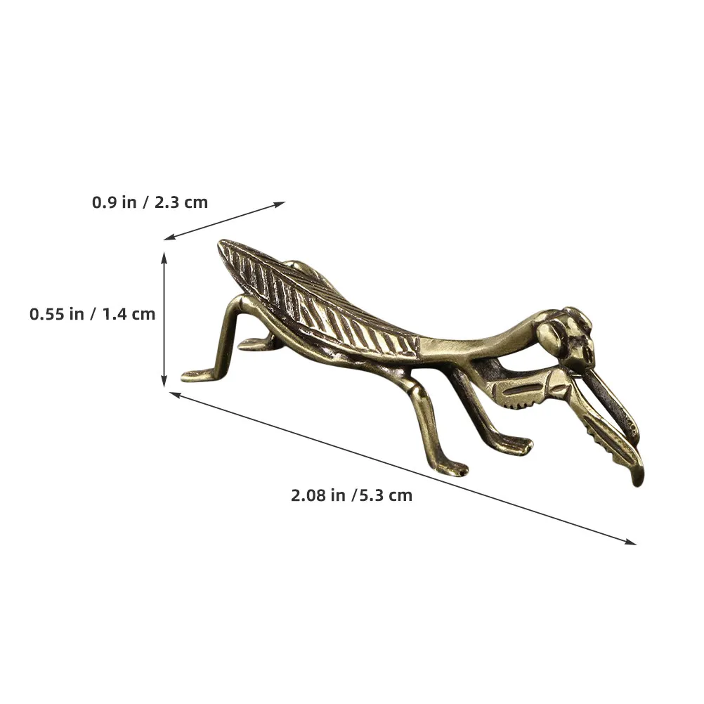 Vintage Brass Mantis Desktop Decoration Handcrafted Retro Tabletop Ornament for Home Office Car Tea Ceremony Decor Exquisite