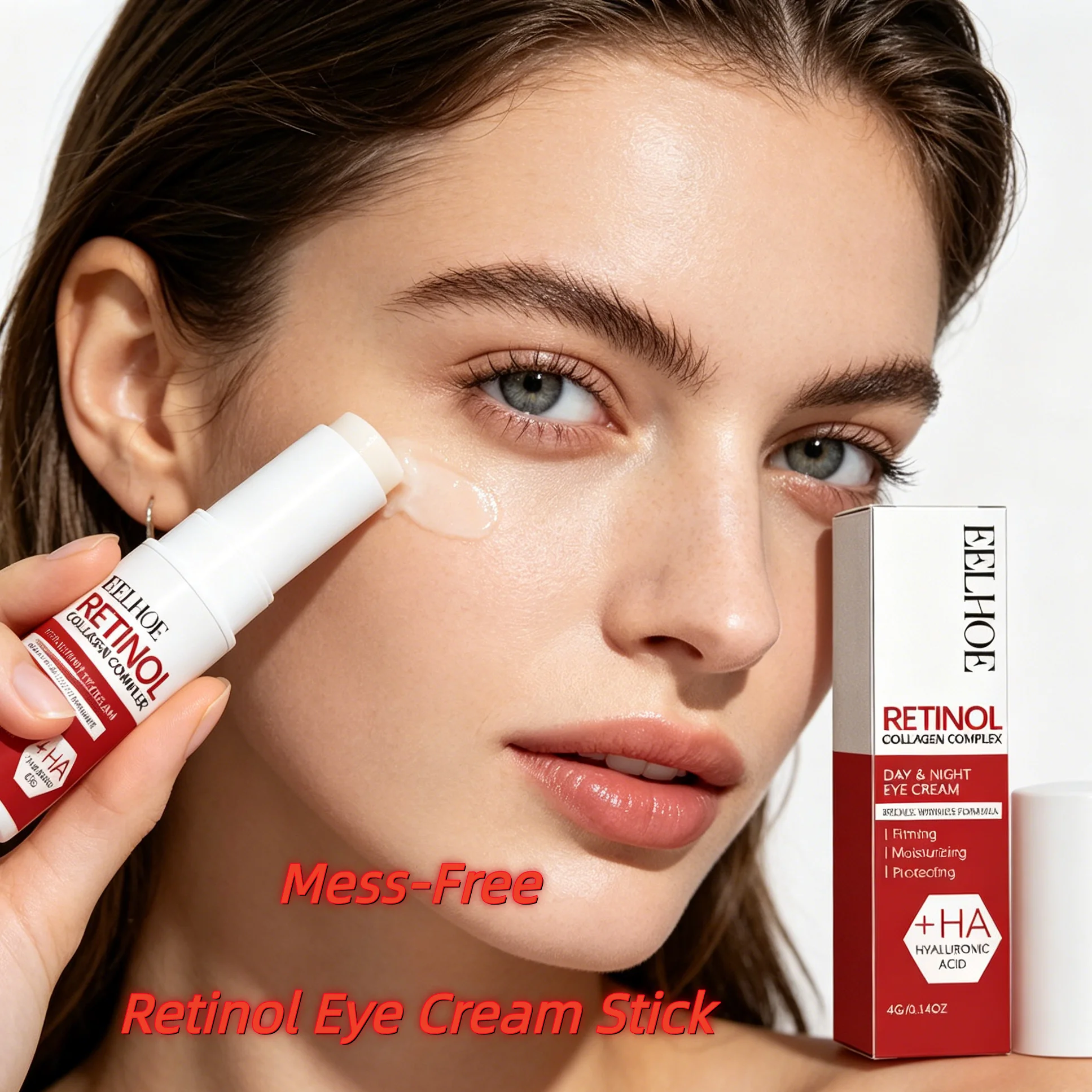 Barra de crema para ojos con retinol sin residuos - Retinol para suavizar las arrugas, bálsamo multiusos para líneas finas faciales y bálsamo antiedad perfecto para usar durante la noche