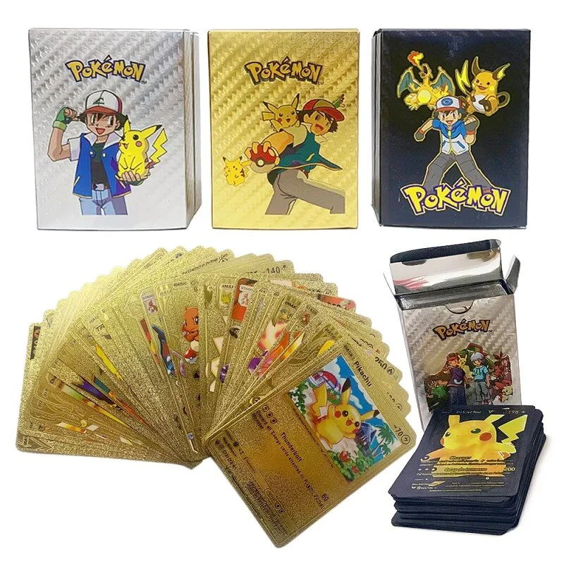 Cartes Pokémon françaises et espagnoles Gold Vmax GX V Energy Card, Charizard Pikachu Rare Collection, Battle Trainer Card, Child Toys Gifts