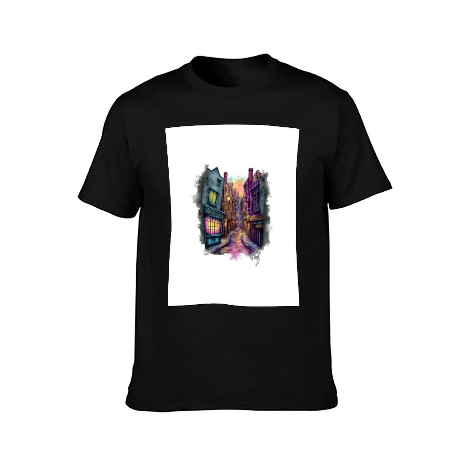 The Alley II - Watercolor Art - Fantasy - Harry T-Shirt Lightweight Casual Summer T-Shirt