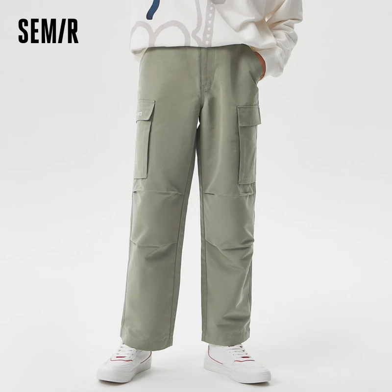 Calça casual reta semi solta masculina, roupa de trabalho nova, moda de rua alta, primavera e outono 2022