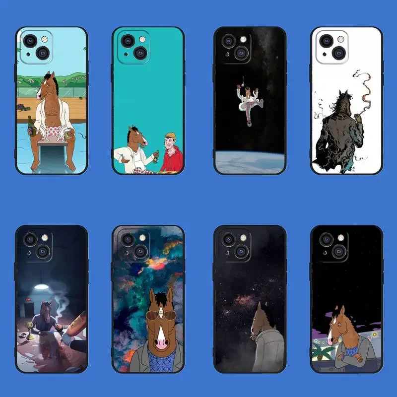 B-BoJack Horseman Phone Case Phone Case For iPhone 11 12 Mini 13 14 PRO XS MAX X XR 6 7 8 Plus Black Shell