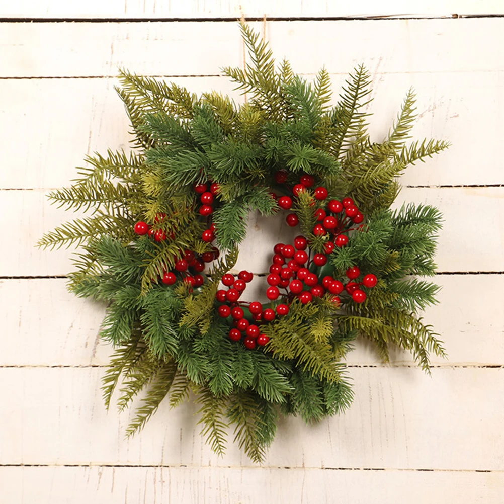 

Red Fruit Flower Pendant Christmas Wreath Berry Garland for Decorating Accessories Indoor Outdoor Mantel Plastic Ring