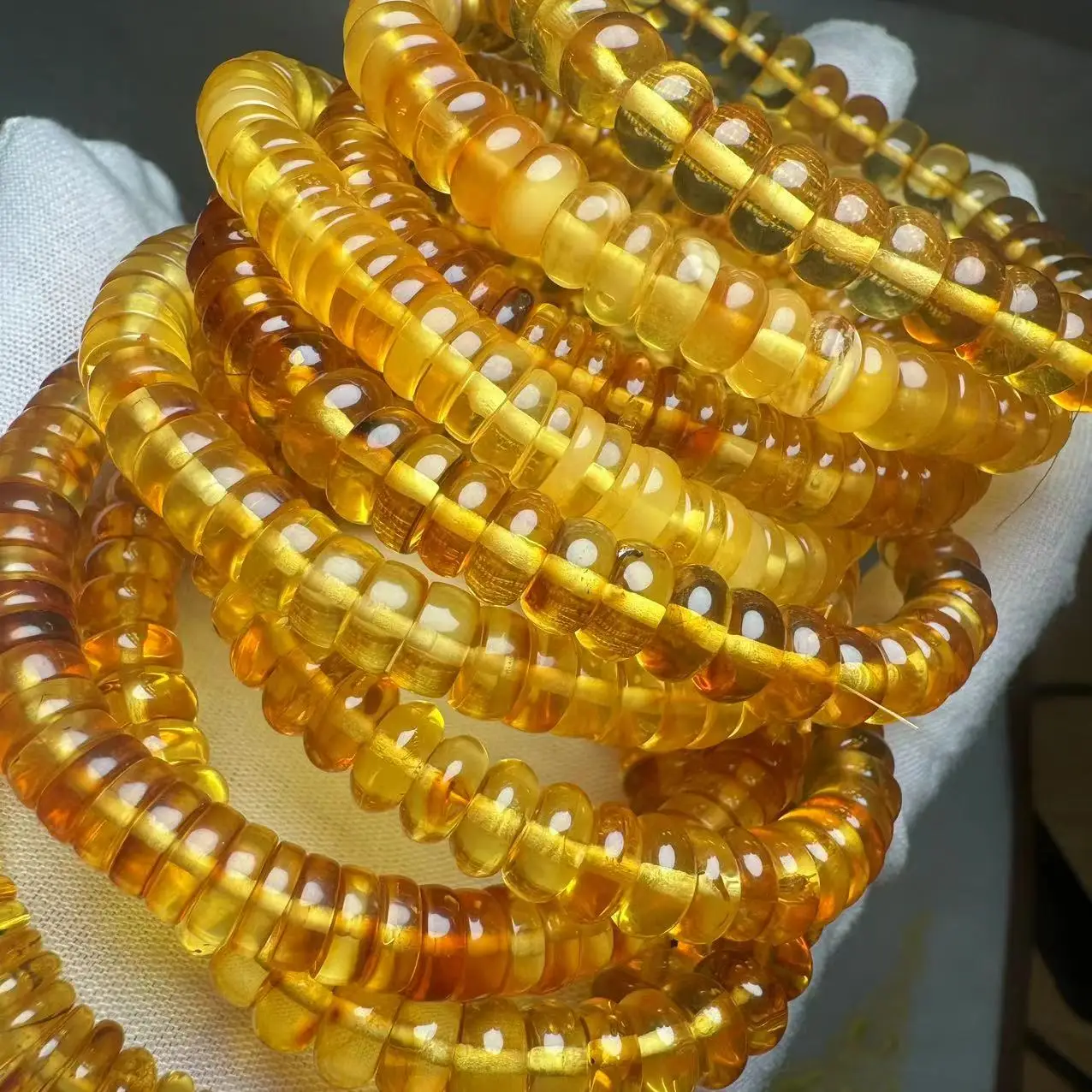 Meiahn Wholesale 100% Natural Golden Amber Rondelle Beads Bracelet For Jewelry DIY Making Design