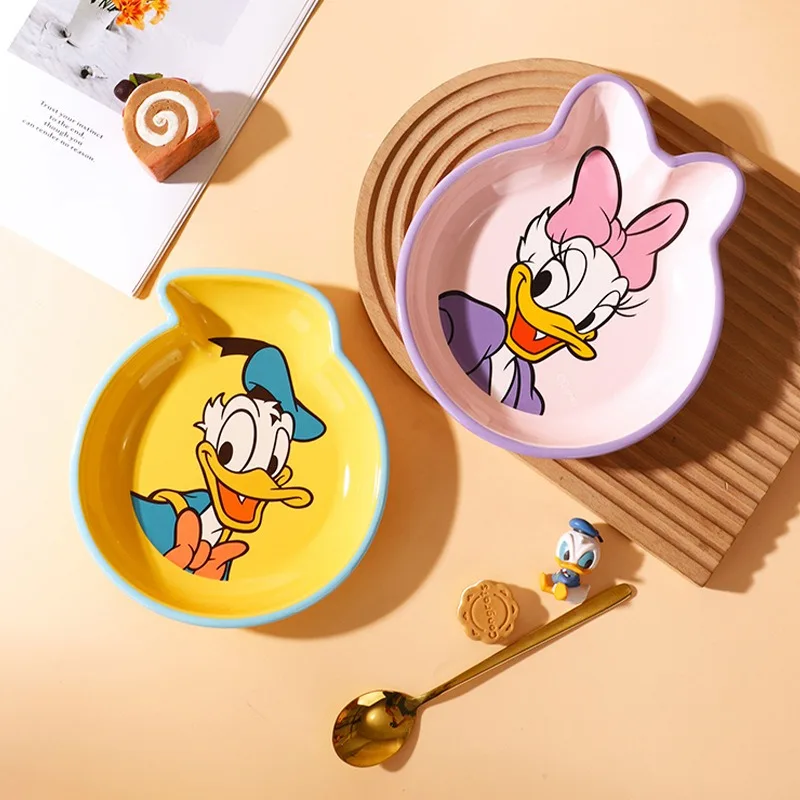 

Popular Cartoon Characters Donald Duck Ceramic Plates Dinner Sets Cute Daisy Duck Children Breakfast Plate Ceramic Tableware Set