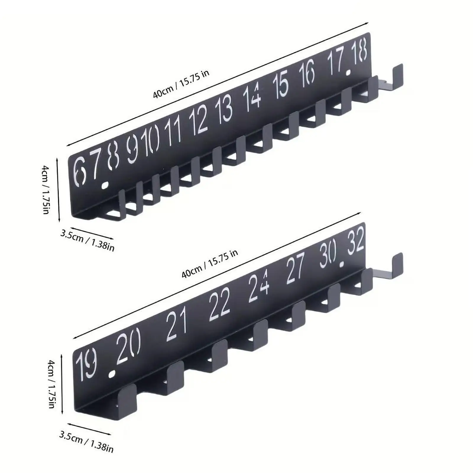 Wrench Organizer Rack Iron Wall Hanger Numbered Hooks Space Saving Tool Storage for Garage Repair Shop