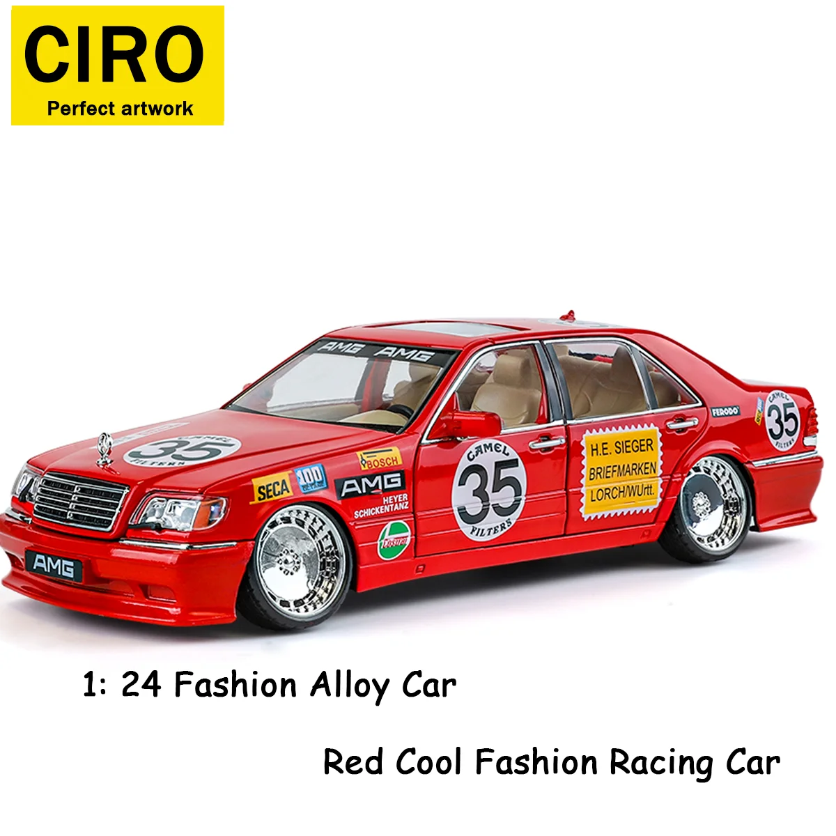 Auto modello pressofuso in lega W140, auto da corsa giocattolo tirare indietro 1/24, ornamento per auto retrò classico da collezione, regali giocattolo per auto preferiti dai ragazzi