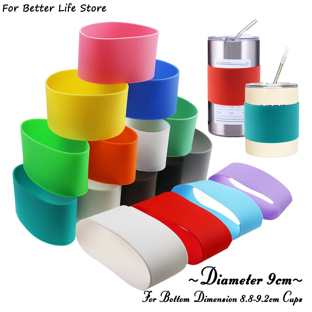 

1Pc 34G 9cm Colour Soft Silicone Heat Insulated Cup Sleeve Antiskid Grain Stripes Non-slip Wraps Glass Odorless Anti Slip