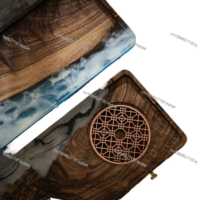 Walnut Resin Small Tea Tray Holder Household Minimalist Wooden Drip Tray for Dry Brewing Table