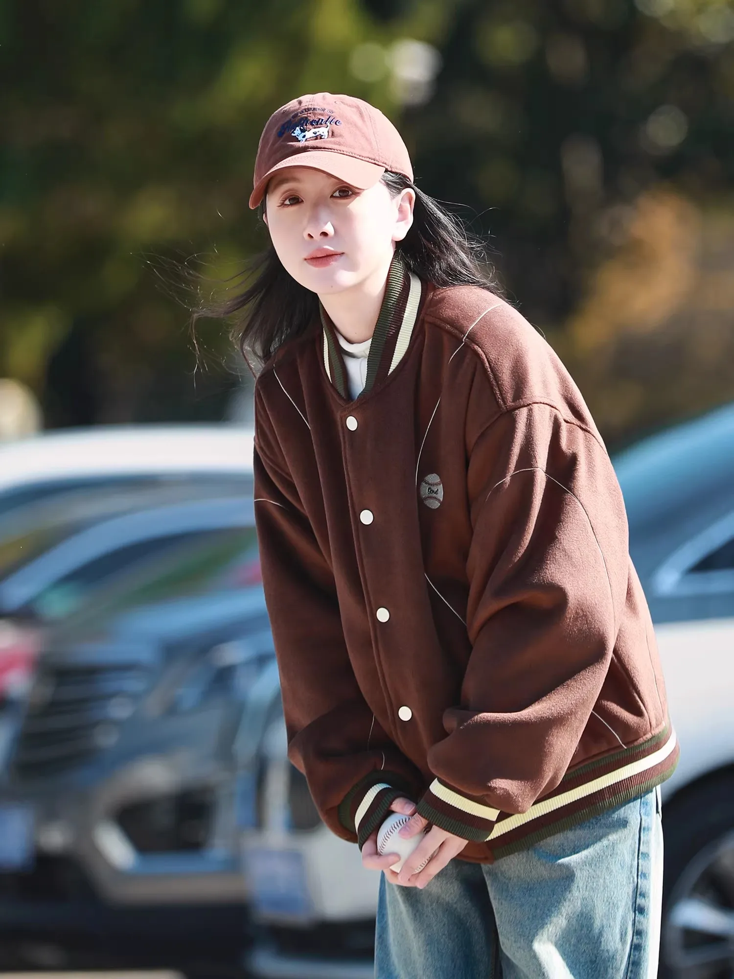 Jaet de algodón de béisbol de invierno para hombre, abrigo cálido informal holgado con sensación de diseño, abrigo para estudiante Sli