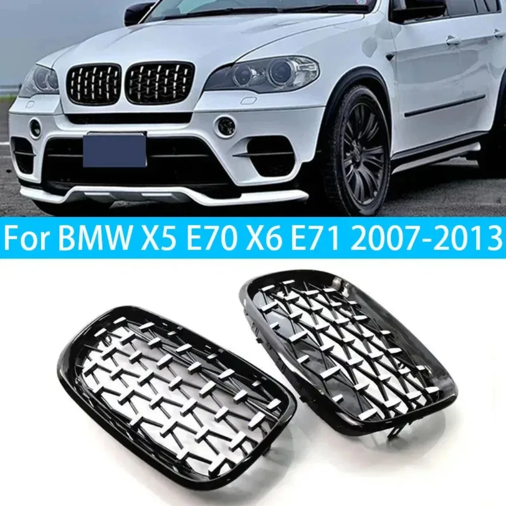 

Car Grille Front Kidney Grill Diamond Style Chrome Black For BMW X5 E70 X6 E71 2007-2013 51137157687 51137157688 51137185223